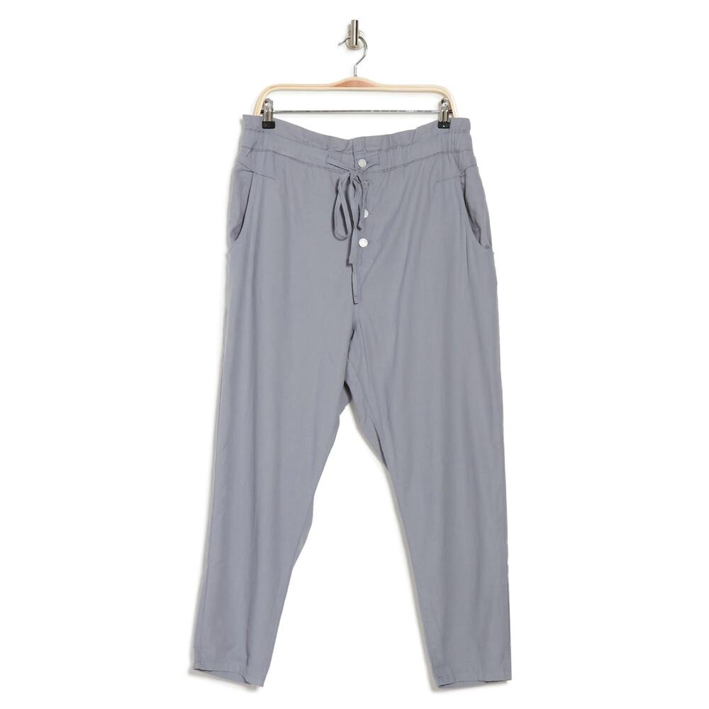 New BLANKNYC Cotton Paperbag Waist Trousers in Steele Blue Women's Size L
